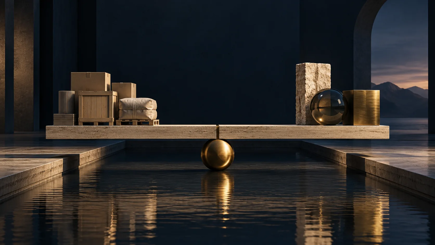 A sculptural balance between inventory and capital